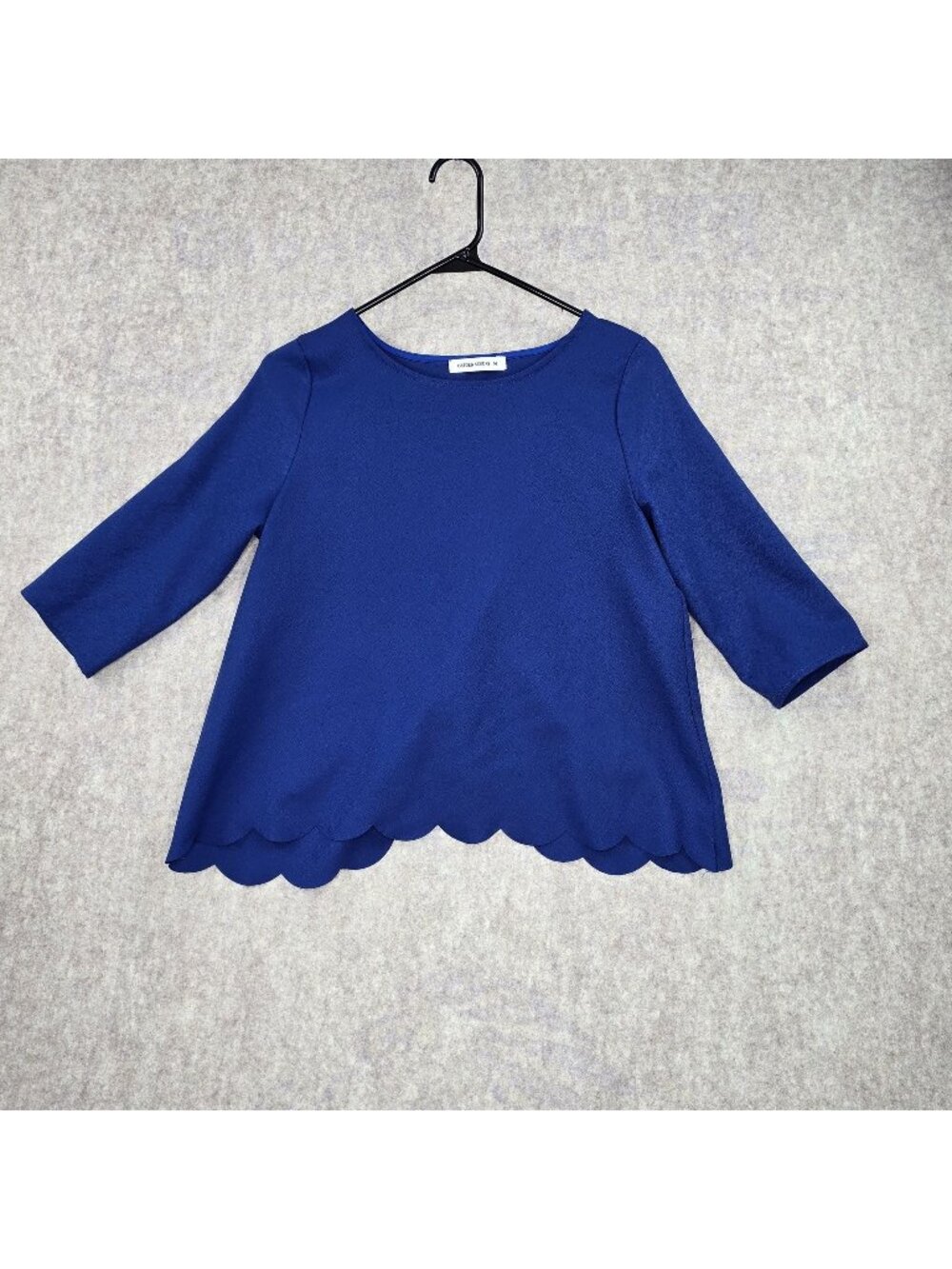 Oxford Sunday Womens Scalloped Hem Top - Blue M